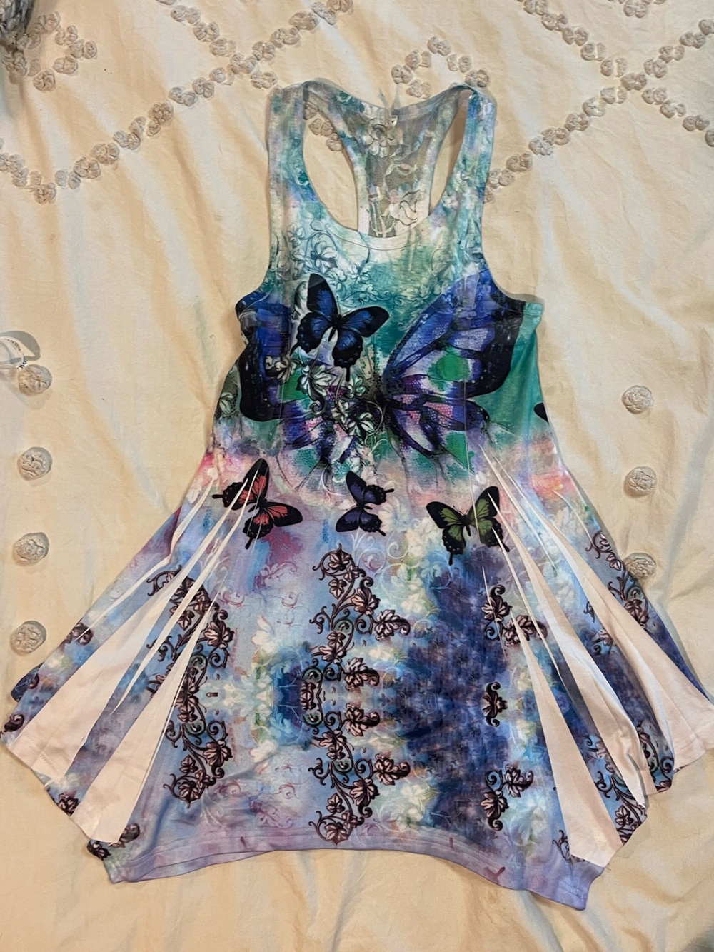 Girls Butterfly Twirl Dress Size S Blue Purple Racerback Twirl Dress